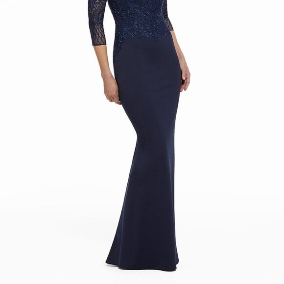 NWT MGNY By Mori Lee 72020SC Jersey Mother of the Bride Dress Navy size 4 - Picture 4 of 6